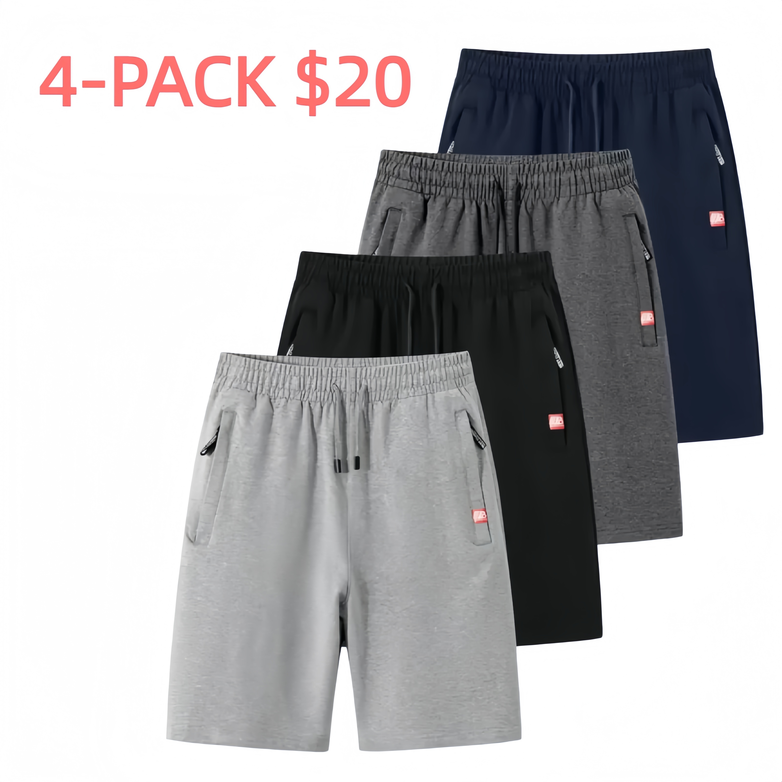 Men’s 4-Pack Casual Breathable Summer Sports Shorts