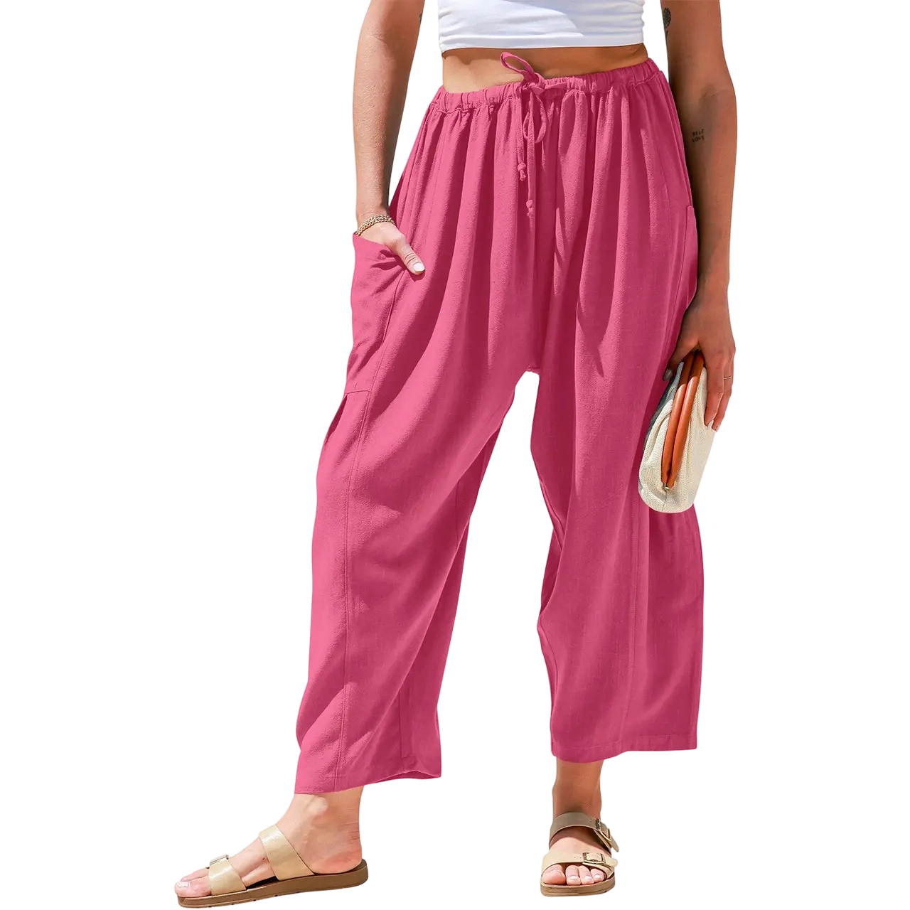Women’s Linen Blend Wide-Leg Pants