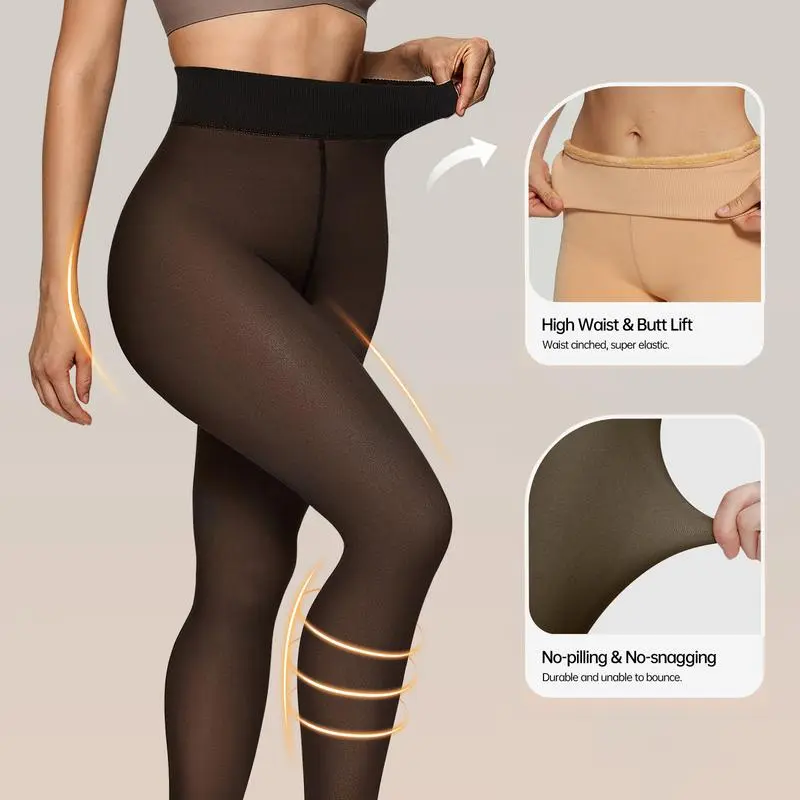 Fleece Lined Tights One-Lined Seams both front and back