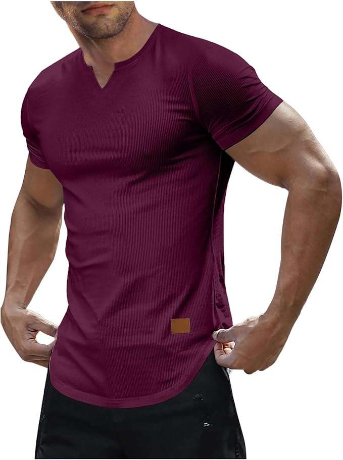 🔥Men’s Slim Fit V-Neck Muscle T-Shirts