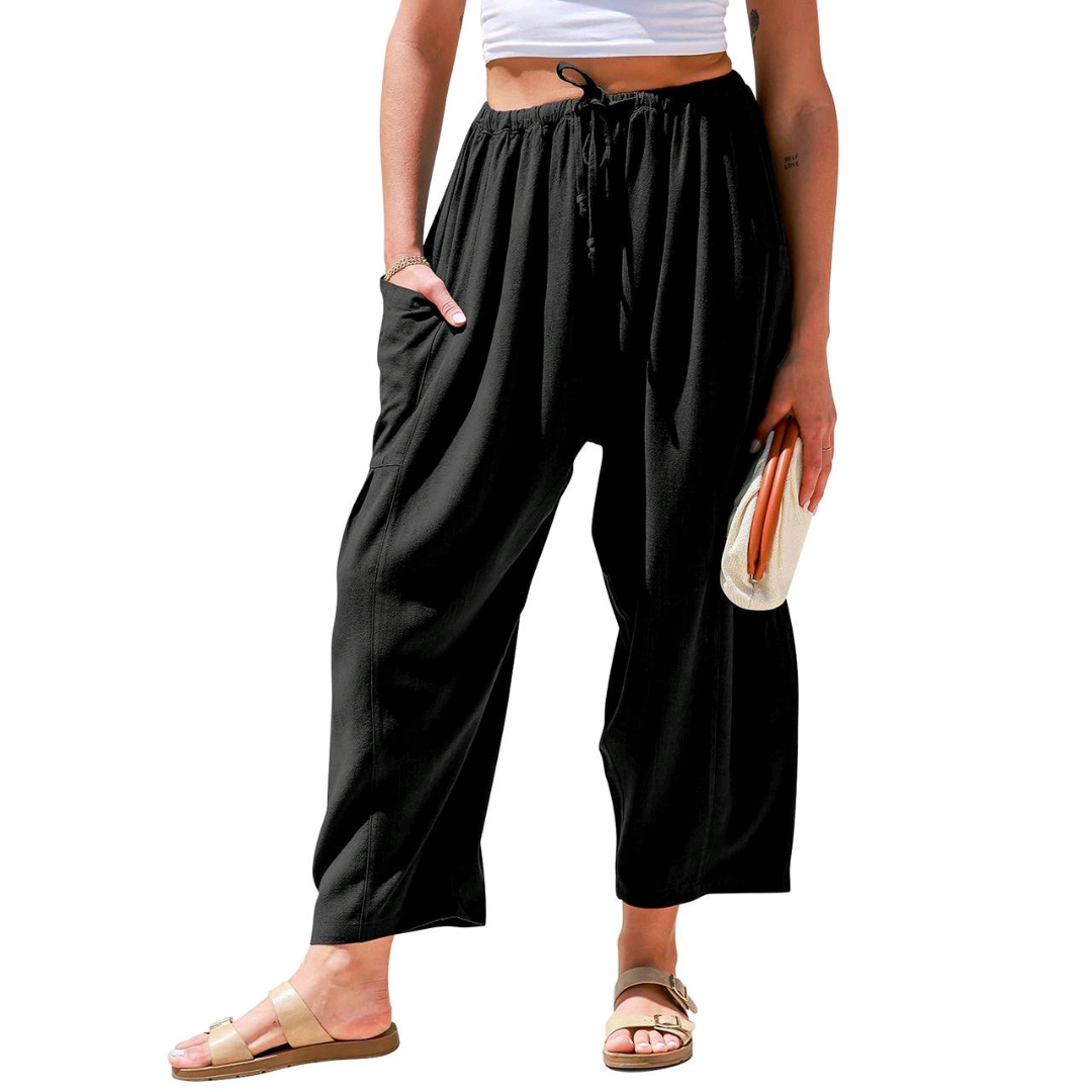 Women's Loose T-Shirt + Linen Wide-Leg Pants