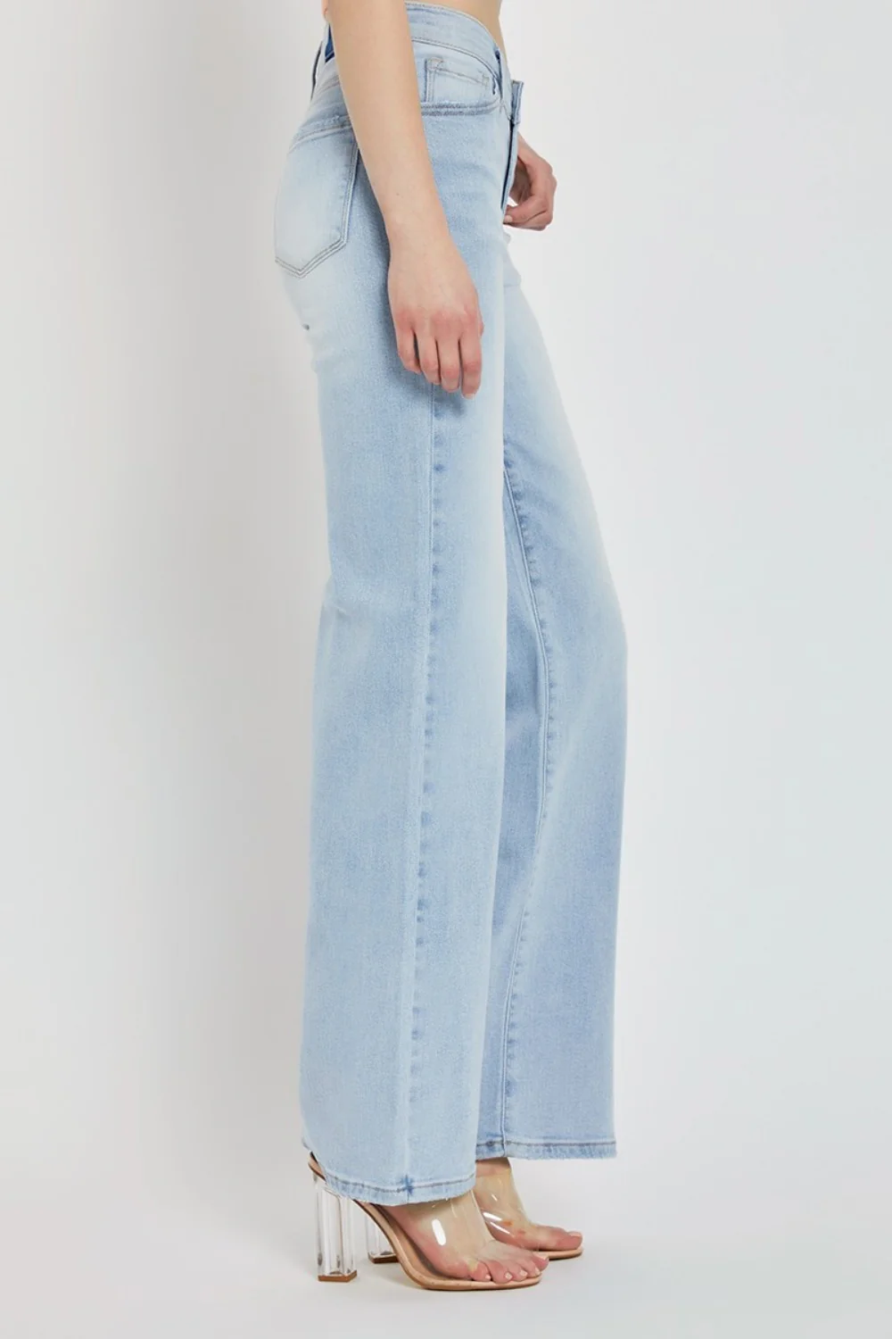 Full Size Wide Leg V Dipped Front Waist Jeans