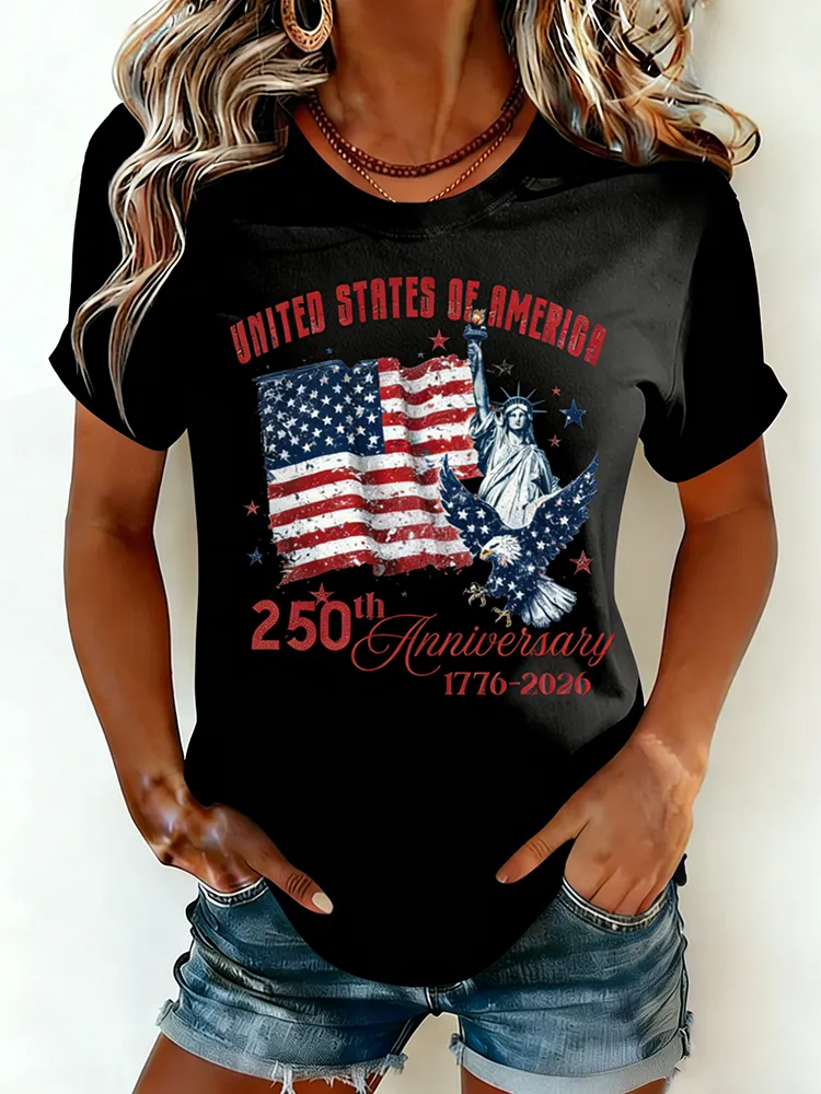 USA 250th Anniversary Statue Of Liberty Eagle Vintage Patriotic Tee
