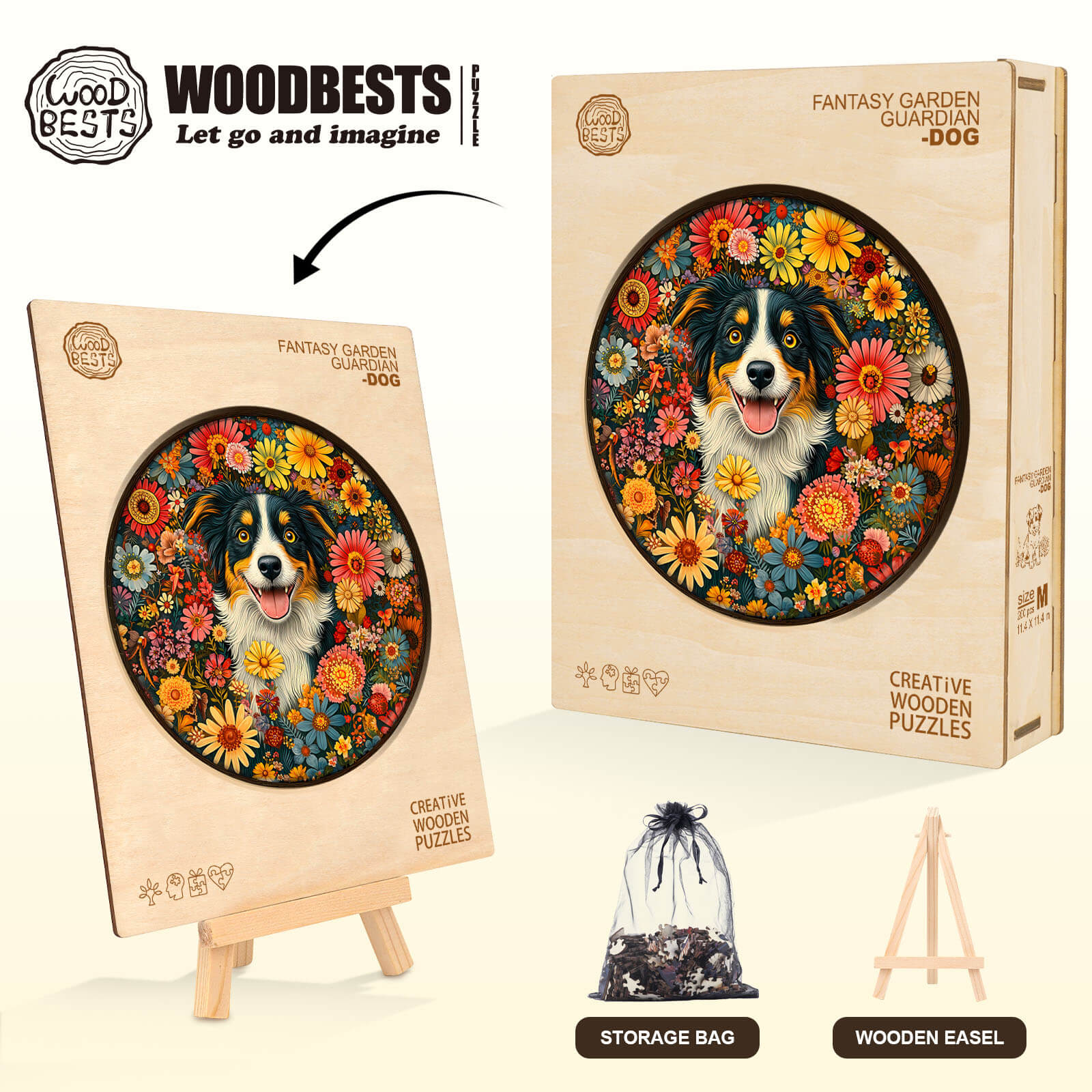 Fantasy Garden Guardian-Dog Wooden Jigsaw Puzzle