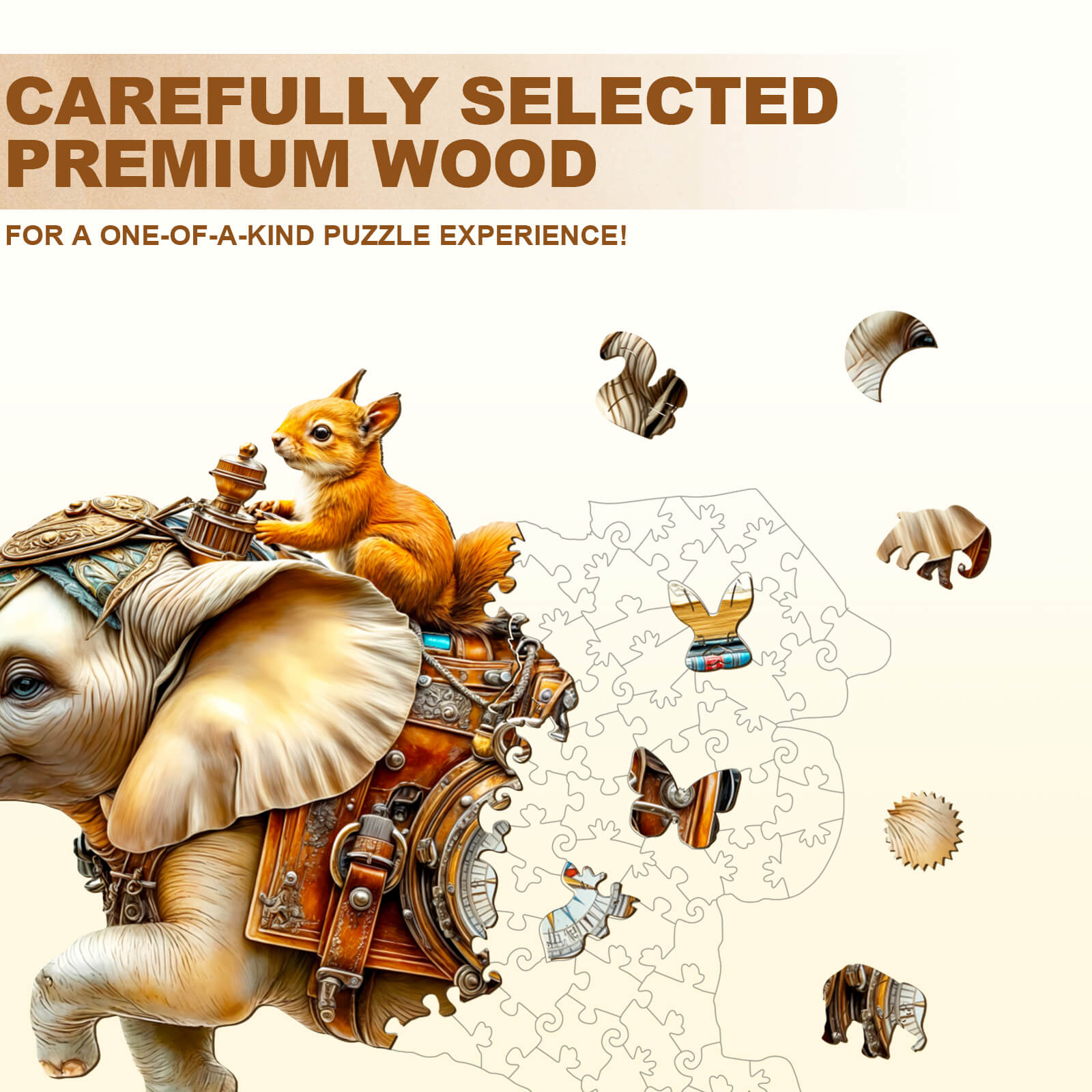 adventurous elephant-2 Wooden Jigsaw Puzzle