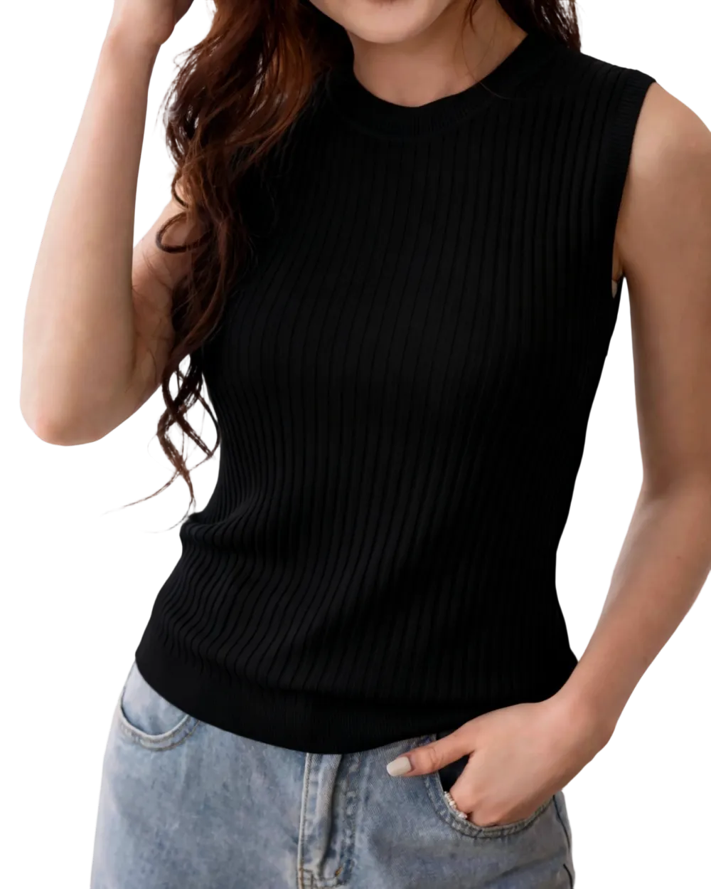 Women's Solid-Color Rib-Knit Vest