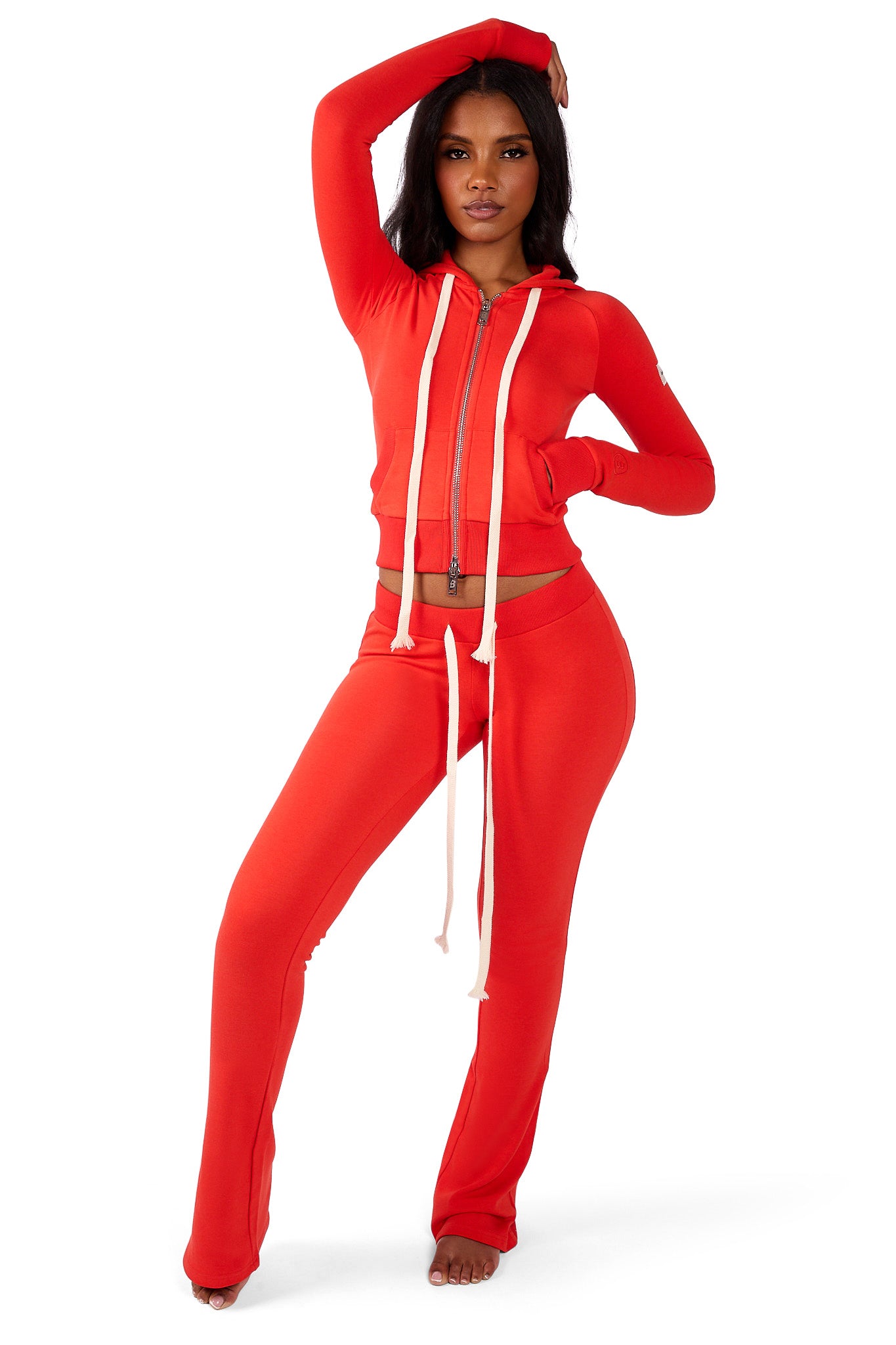 BODY KNITWEAR ZIP HOODIE (SCARLET RED)