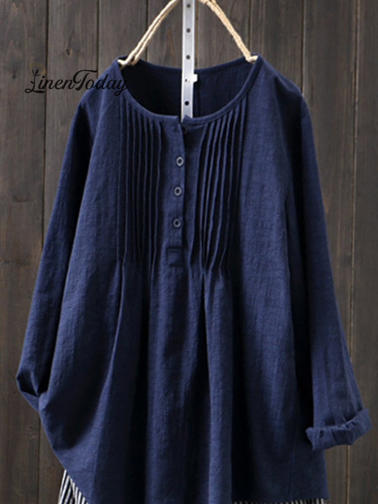 Women's Retro Cotton And Linen Casual Shirt