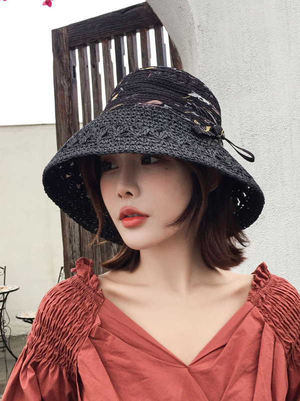 Leisure Print Sun-Protection Straw Hat
