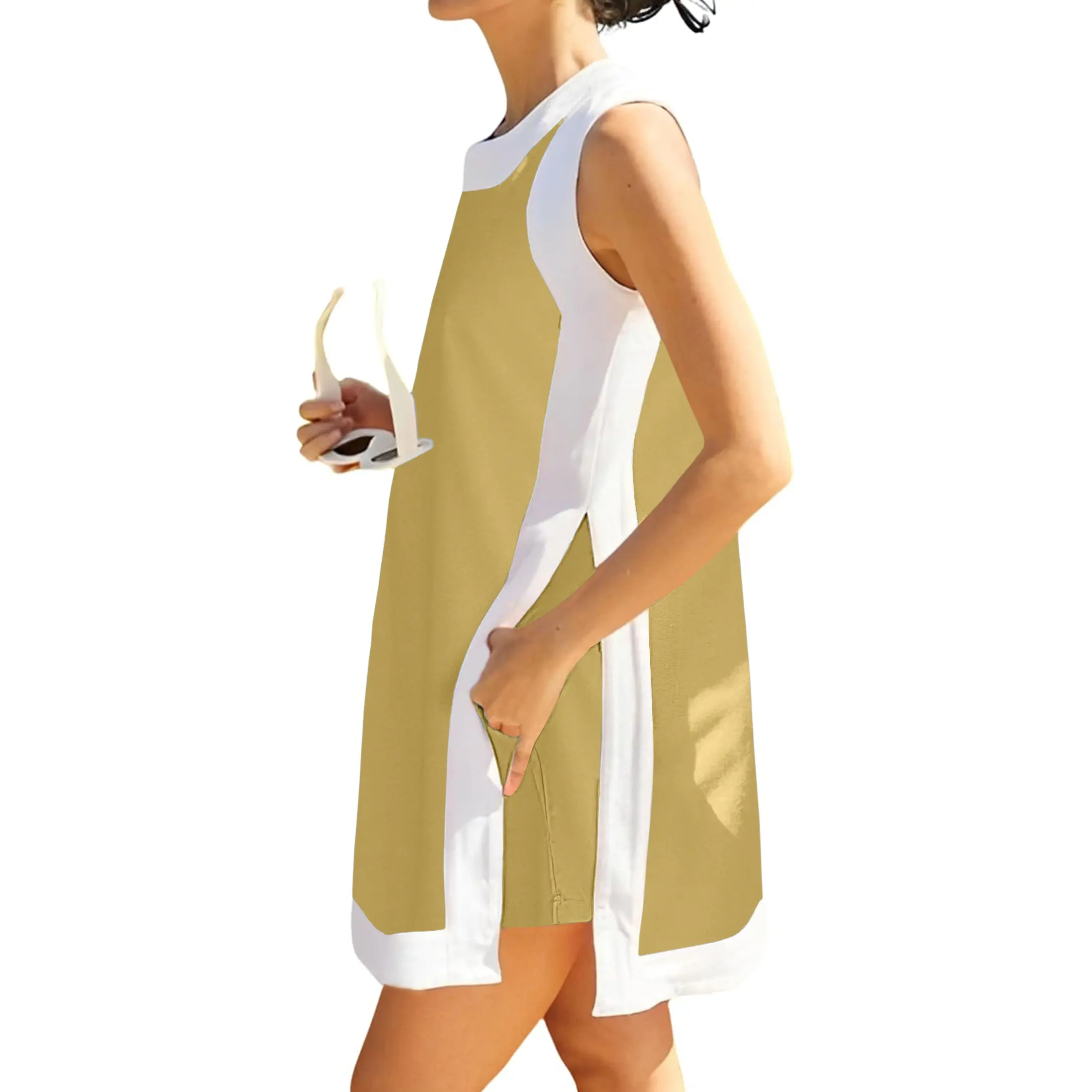 ✨Women’s Color Block Lounge Set – Casual Crewneck Top & Pocket Shorts