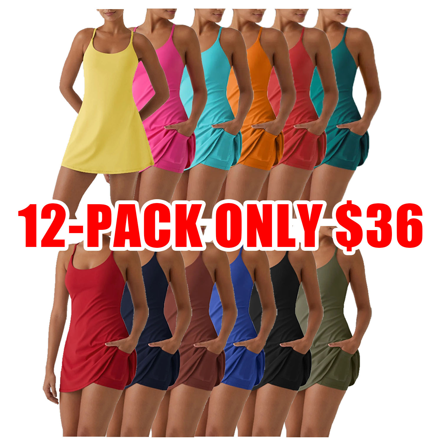 Plush Backless 2-in-1 Flare Active Dress -Plus Size Workout Edition