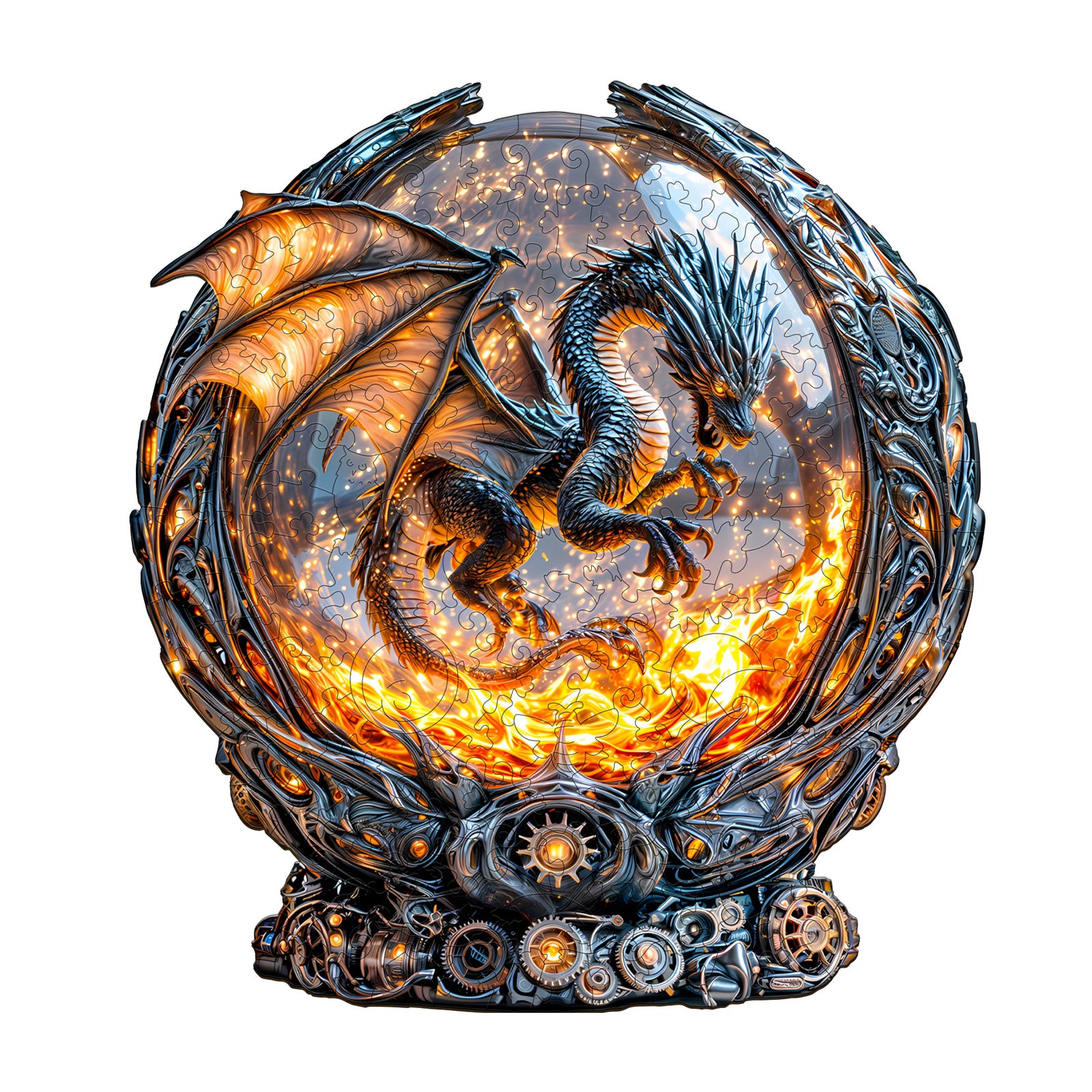 Magic Ball Fire Dragon Wooden Jigsaw Puzzle