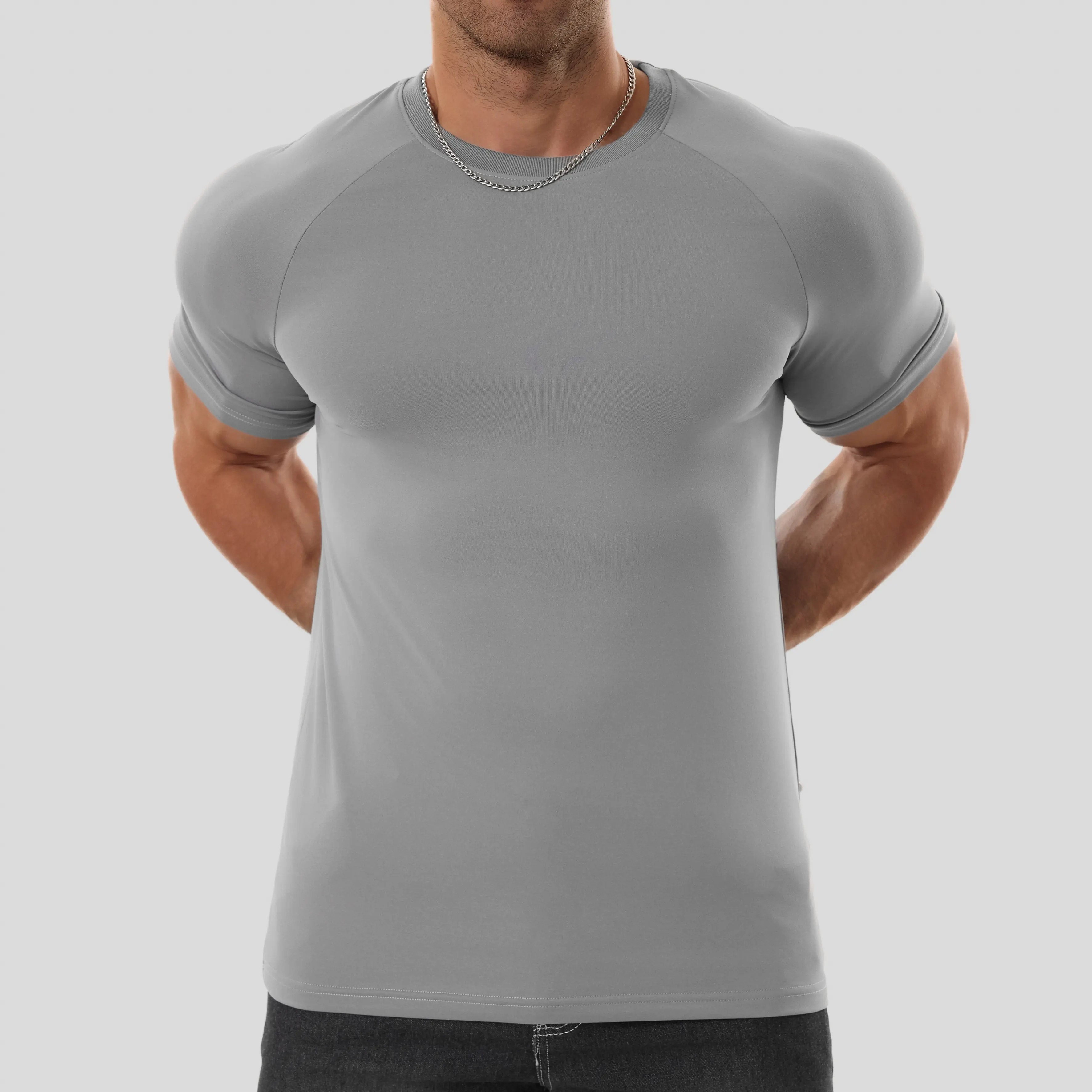 Men's Raglan Sleeve Tee, Athletic Tapered Fit, Arm-Enhancing Sleeves, Wrinkle-Resistant Stretch Fabric Gym Workout Shirt Fitness Running Tops