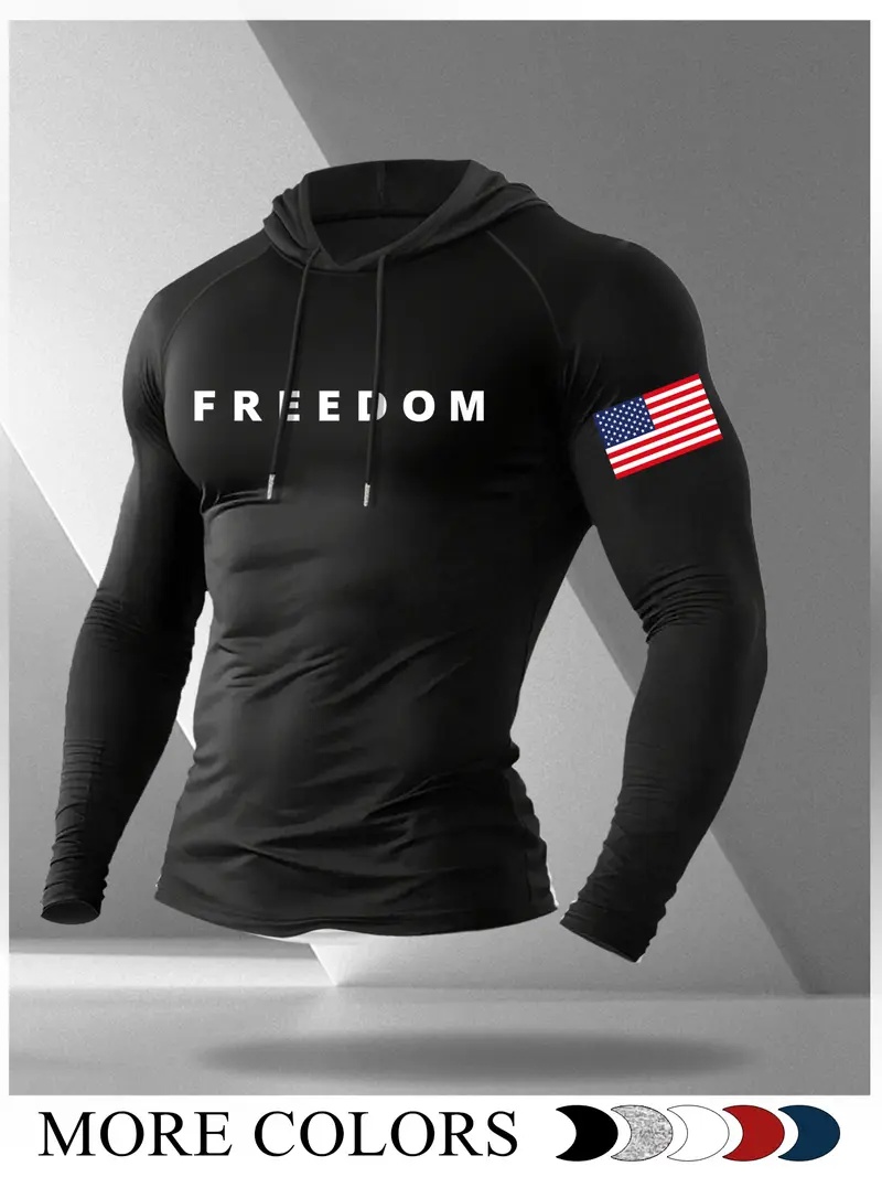 Men's Cartoon Print Long Sleeve Hooded T-Shirt