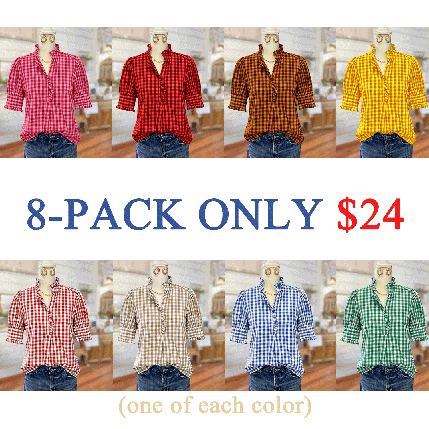 🌿 Women's Vintage Gingham Puff Sleeve Blouse