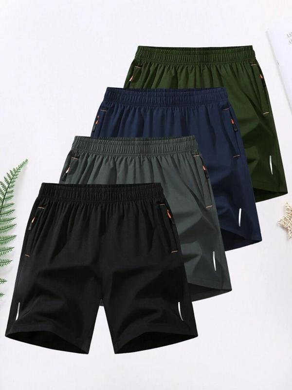 Men's Solid Color Zipper Pocket Athletic Shorts – Casual & Breathable Summer Wear