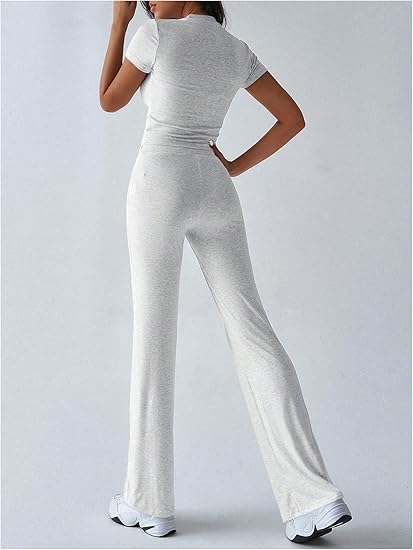 Women's Casual Crop Tee & Lounge Pants Set