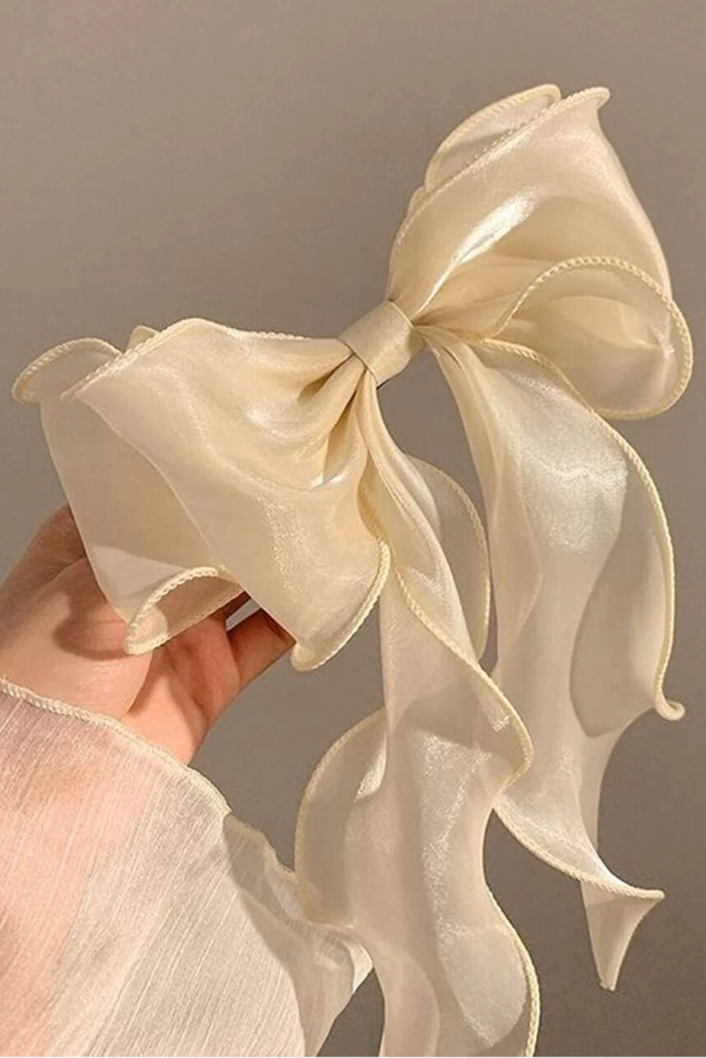 White Sweet Bow Knot Long Tails Large Hair Clip