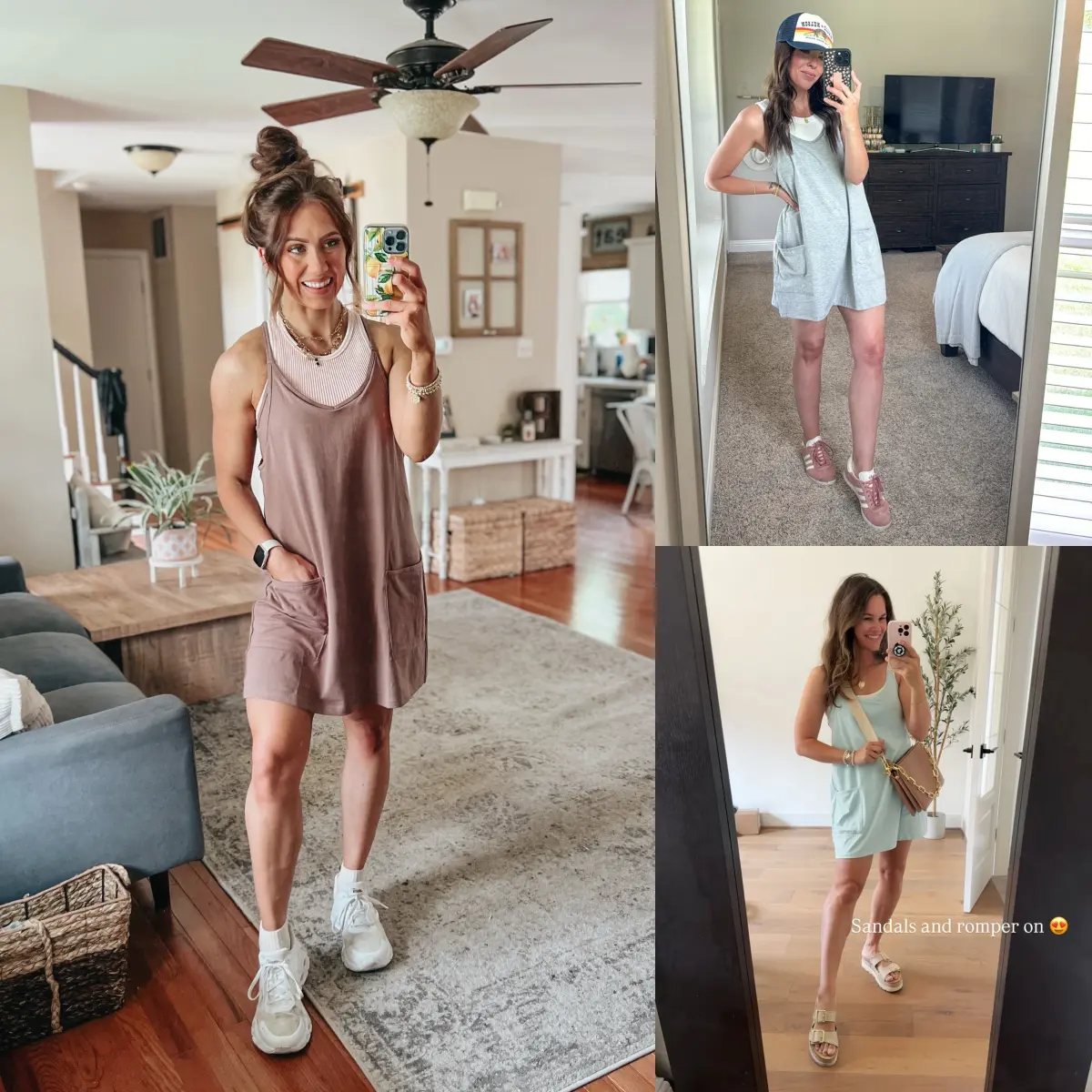 Women's Athletic Sleeveless Mini Dress with Built-in Shorts Summer V Neck Spaghetti Strap Short Spring Tennis Dress with Pockets