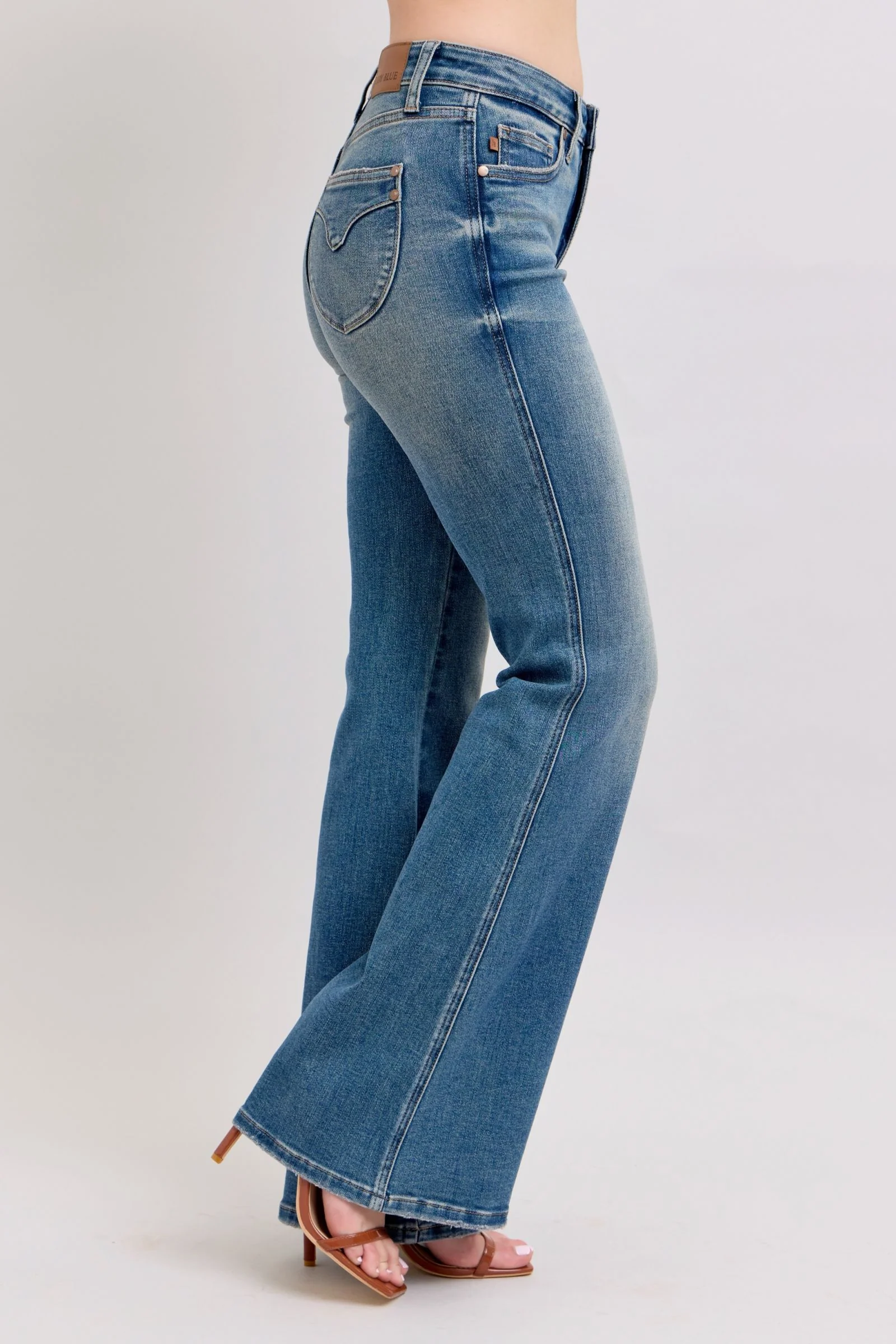 Blue Full Size Tummy Control Vintage Wash Jeans