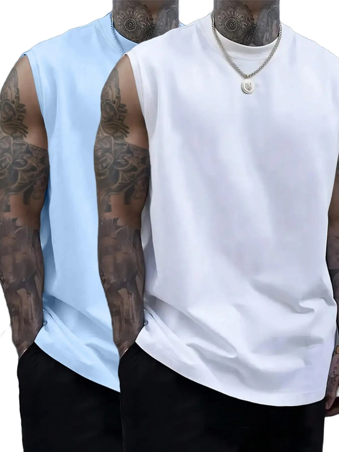 Men's Solid Color Crew Neck Tank Top