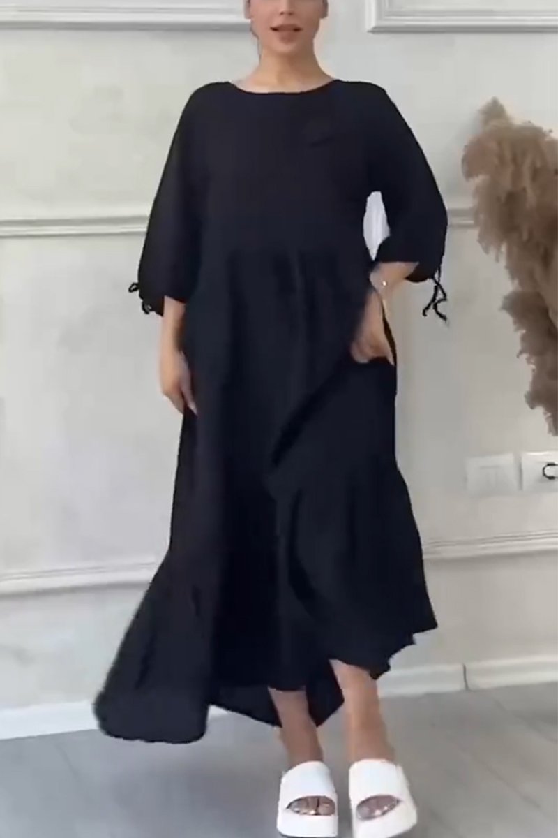 Women's Casual Cotton and Linen Gathered Floral Dress