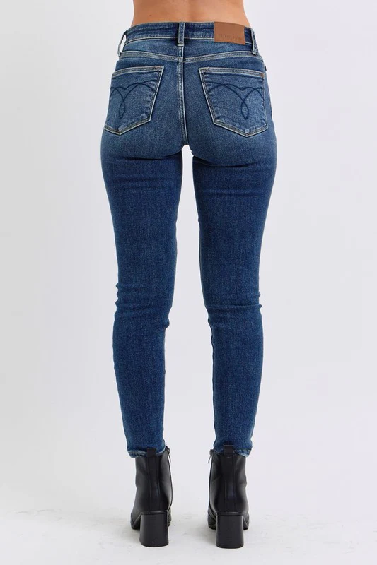 Blue Full Size Mid-Rise Waist Skinny Jeans with Pockets