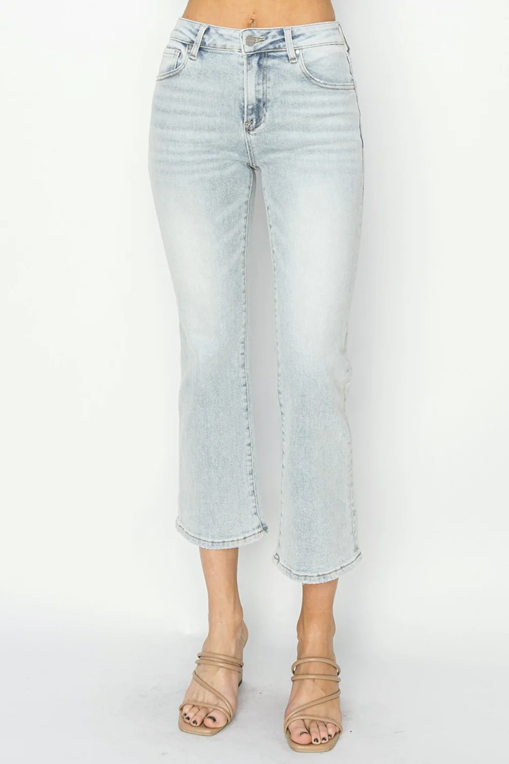 Full Size Mid Rise Cropped Flare Jeans