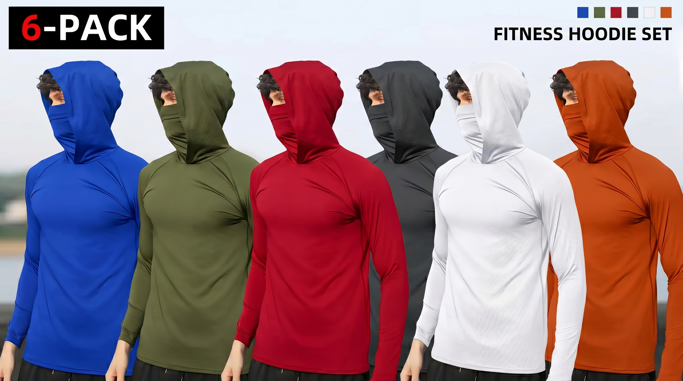 8-Piece Men's Casual Hoodie Set – Soft, Stylish & Versatile Pullover Hoodies (Blue, Black, Light Gray)