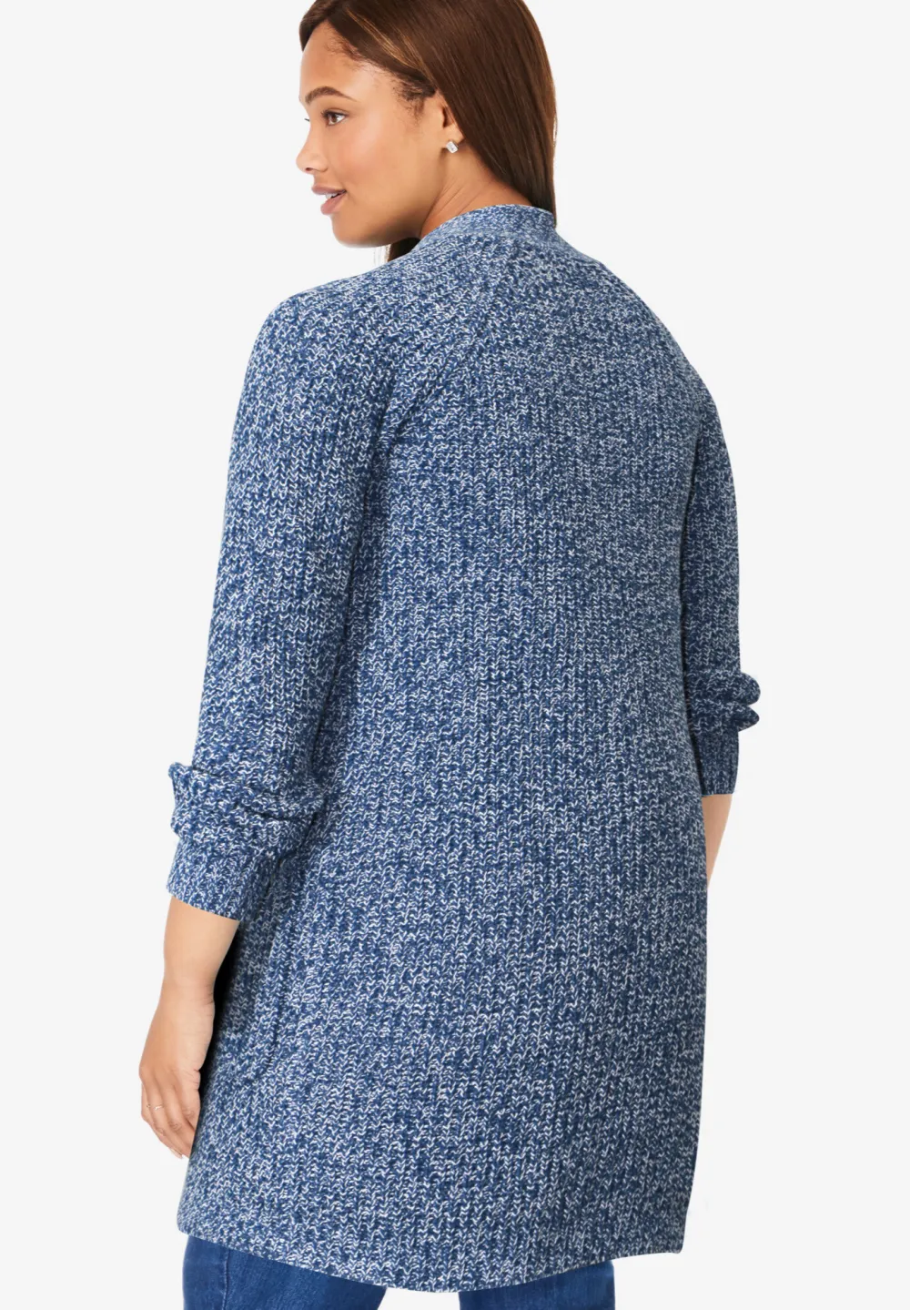 Button-Front Shaker Cardigan