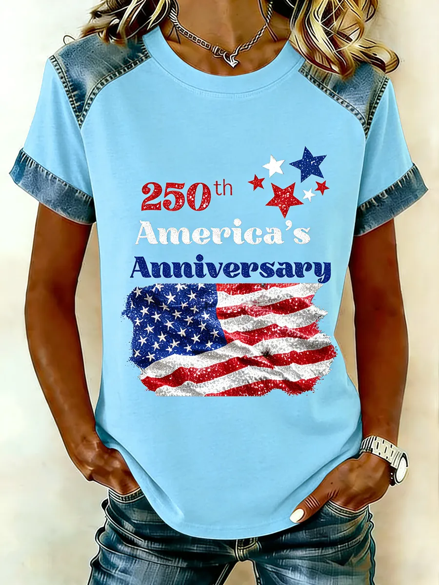 1776-2026 250th Anniversary Jet Fighter American Flag T-Shirt