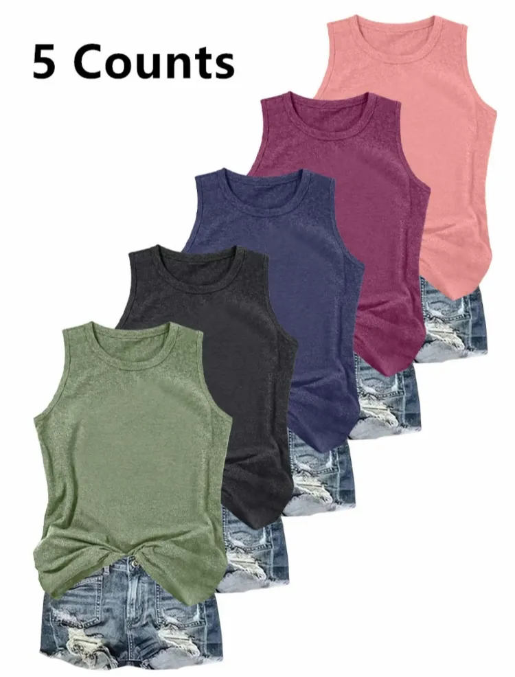 Women's Casual Solid Tank Top – Sleeveless Round Neck for Daily Wear