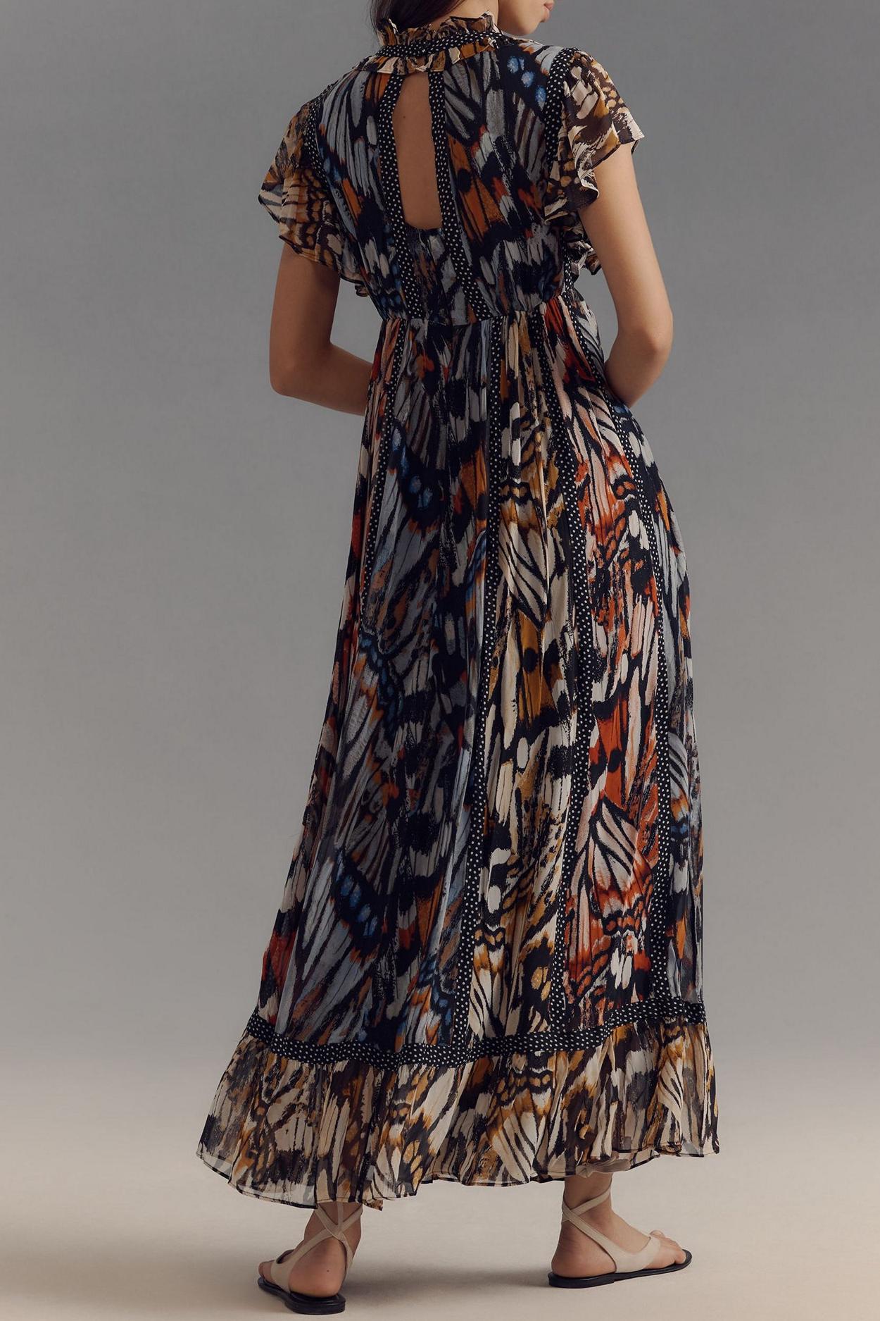 Short-Sleeve V-Neck Midi Dress