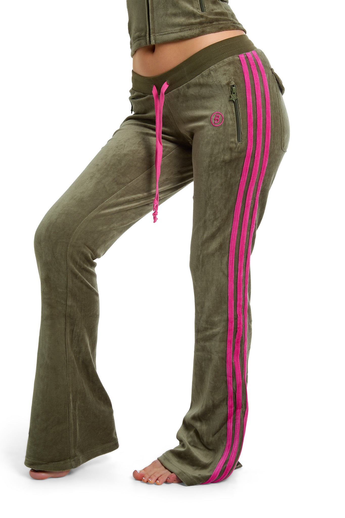 BODY VELOUR TRACK PANTS (OLIVE)