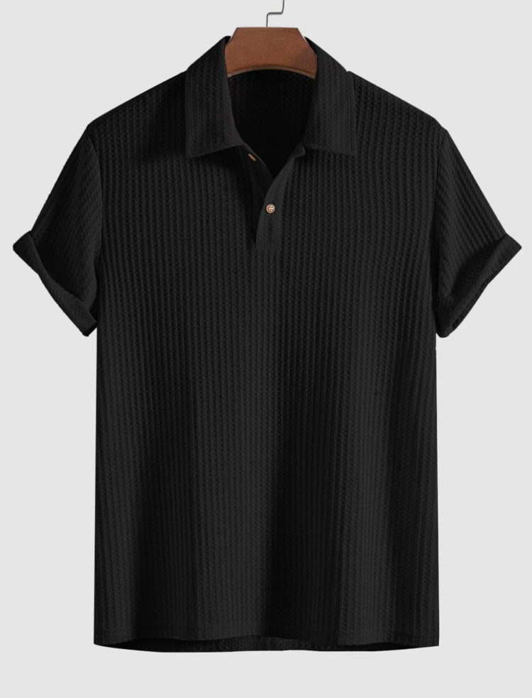 Men's Jacquard Knit Polo Shirt – Breathable, Stylish & Perfect for Summer