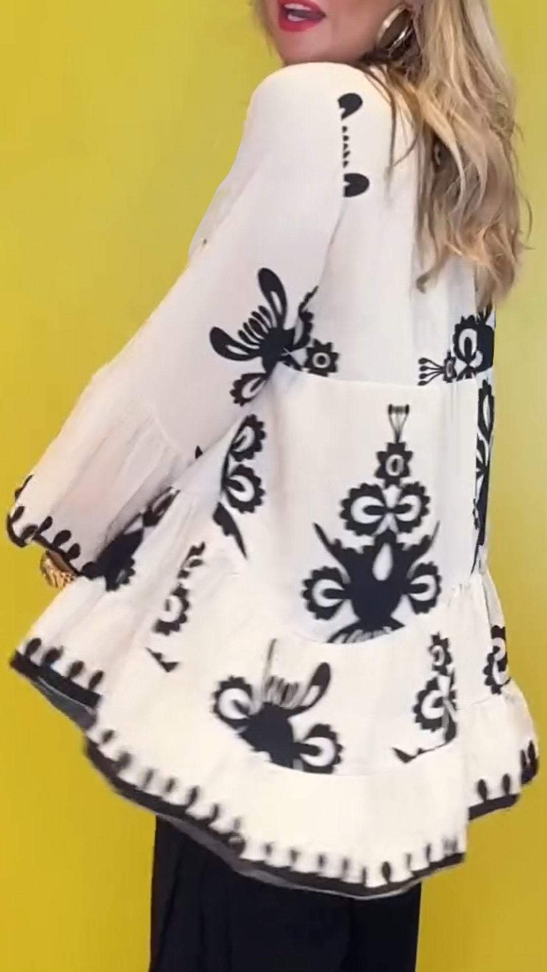 Women V-neck Casual Printed Top