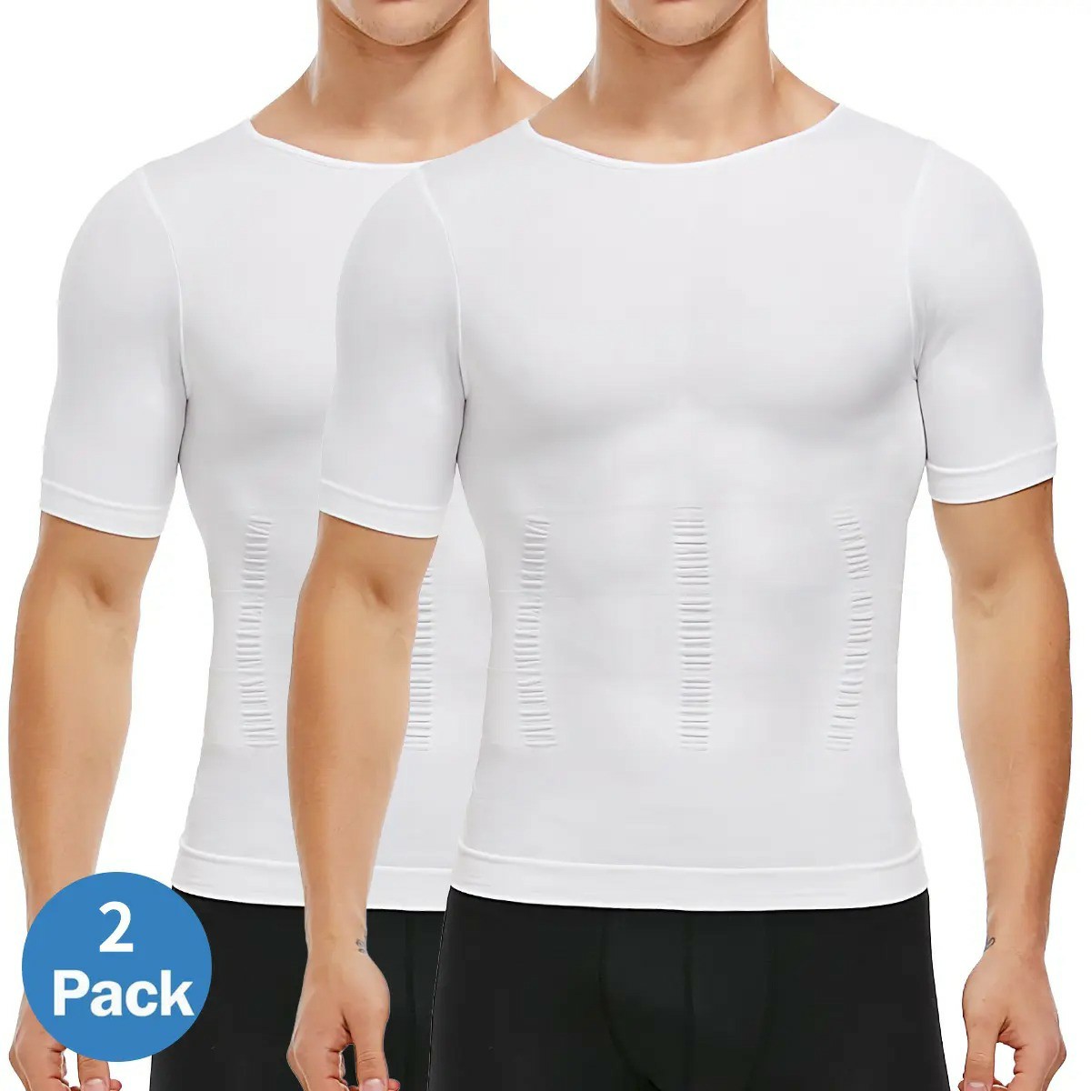 Menswear Compression Body Shaper Shapewear Stretch Short Sleeve Shirt