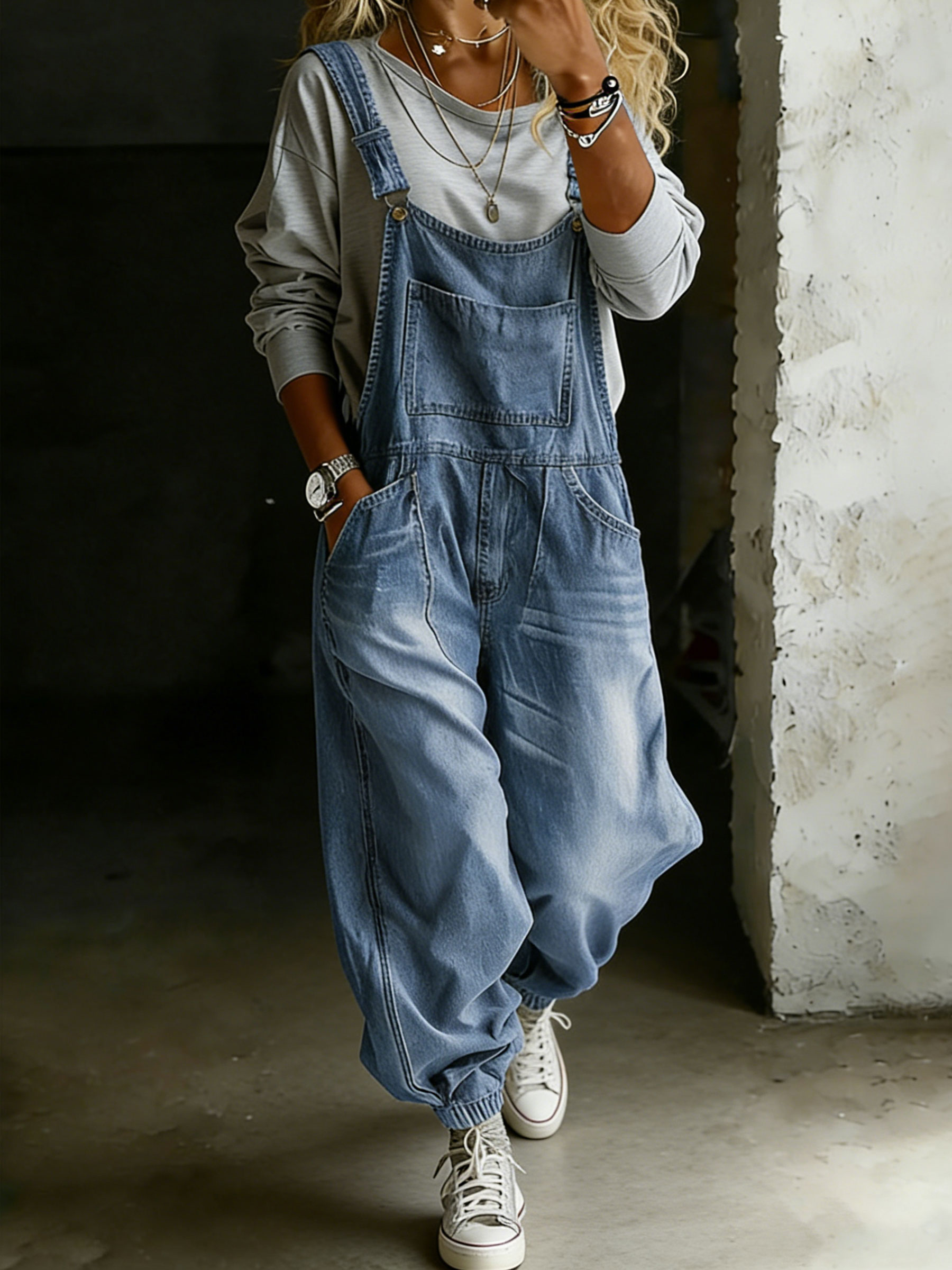 Women’s Casual One Piece Denim Jumpsuit