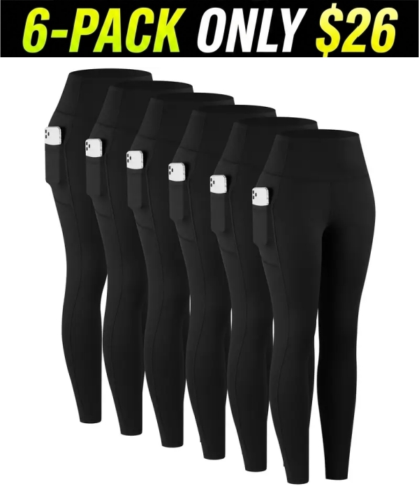 6-PACK High Waist Pants With Pockets Running Yoga Leggings for Women Leggings with Pockets