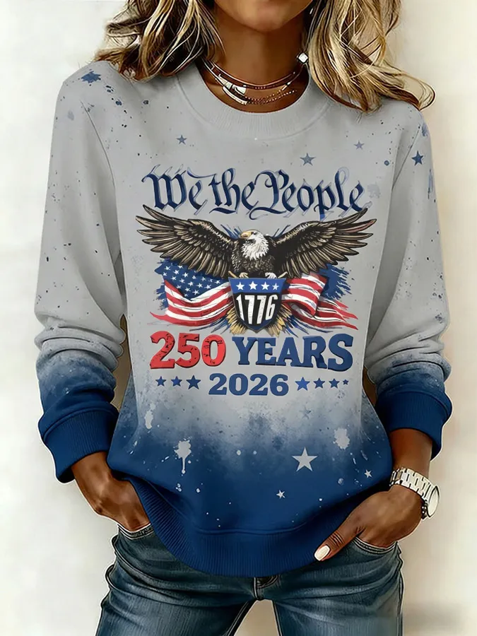 Ladies' Leisure 250th Anniversary National Day Celebration Round Neck Hoodie