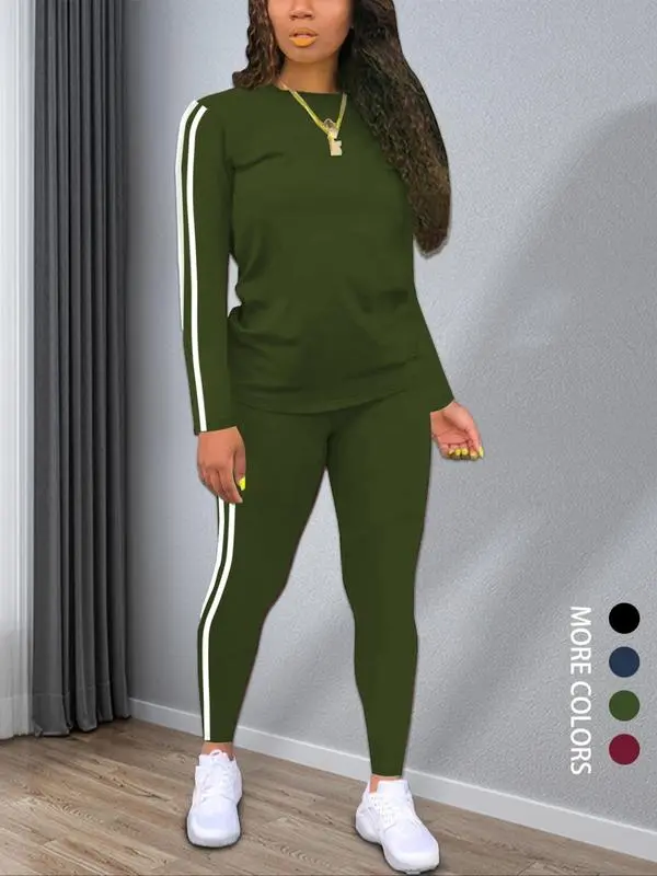 Women’s Striped Long Sleeve Top & Pants Set