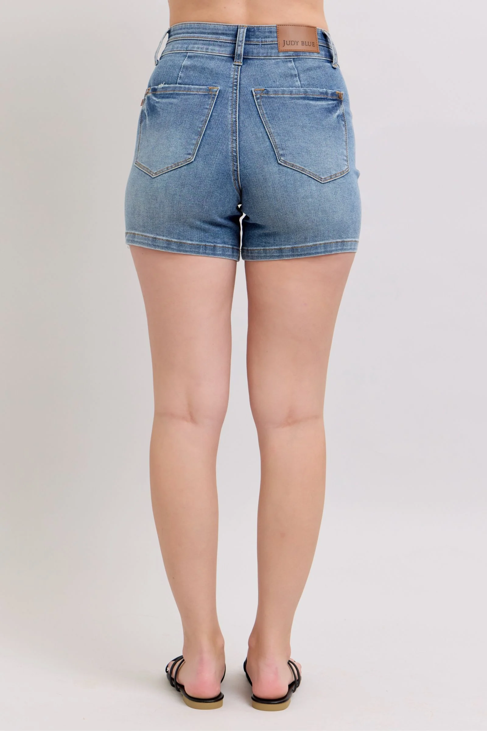 Blue Full Size High Rise Tummy Control Denim Shorts Plus Size