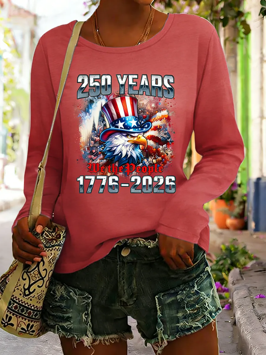 Patriotic 1776-2026 We The People American Eagle Long Sleeve Tee