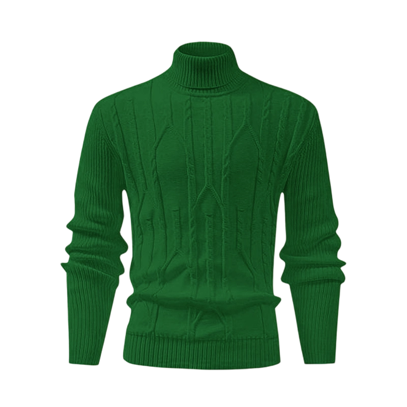 Men's Turtleneck Warm Sweater, Vintage Cable Knit Style