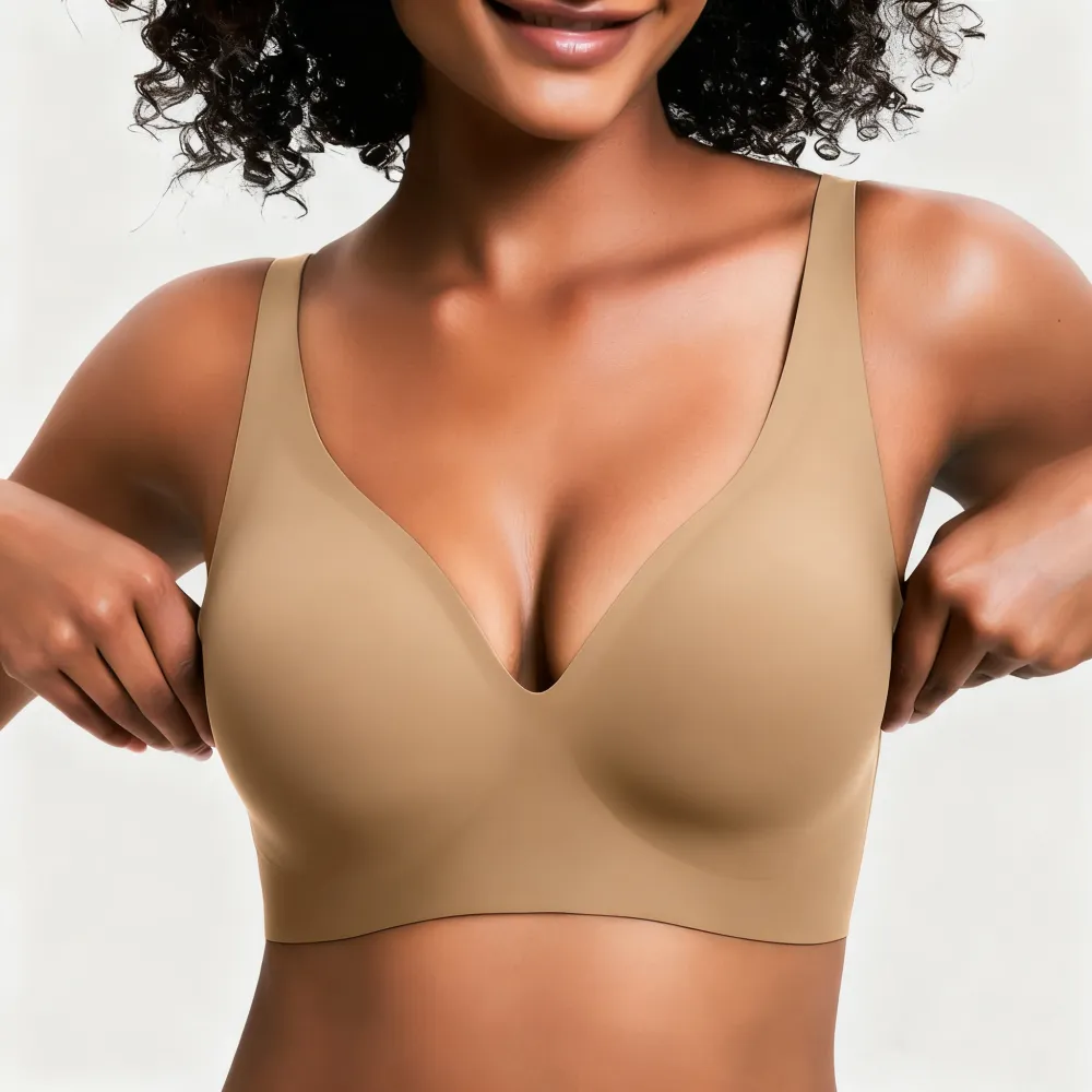 Womens Comfortable Wireless Bras Push Up Bralettes Seamless Tshirts Bras Deep V Everyday Bras