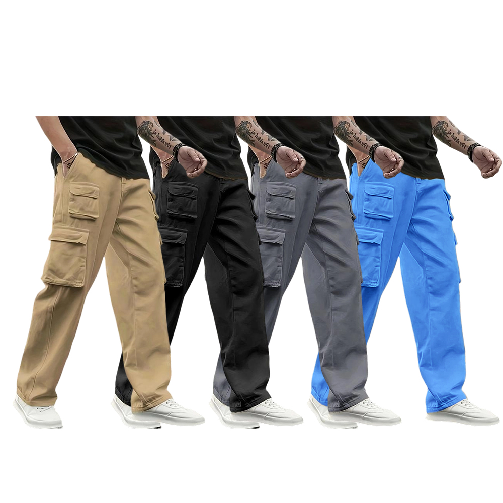 Men's Multi-Pocket Cargo Joggers, Solid Color Lightweight Casual Pants