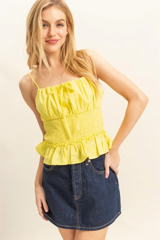 Poplin Smocked Waist Summery Cami Top