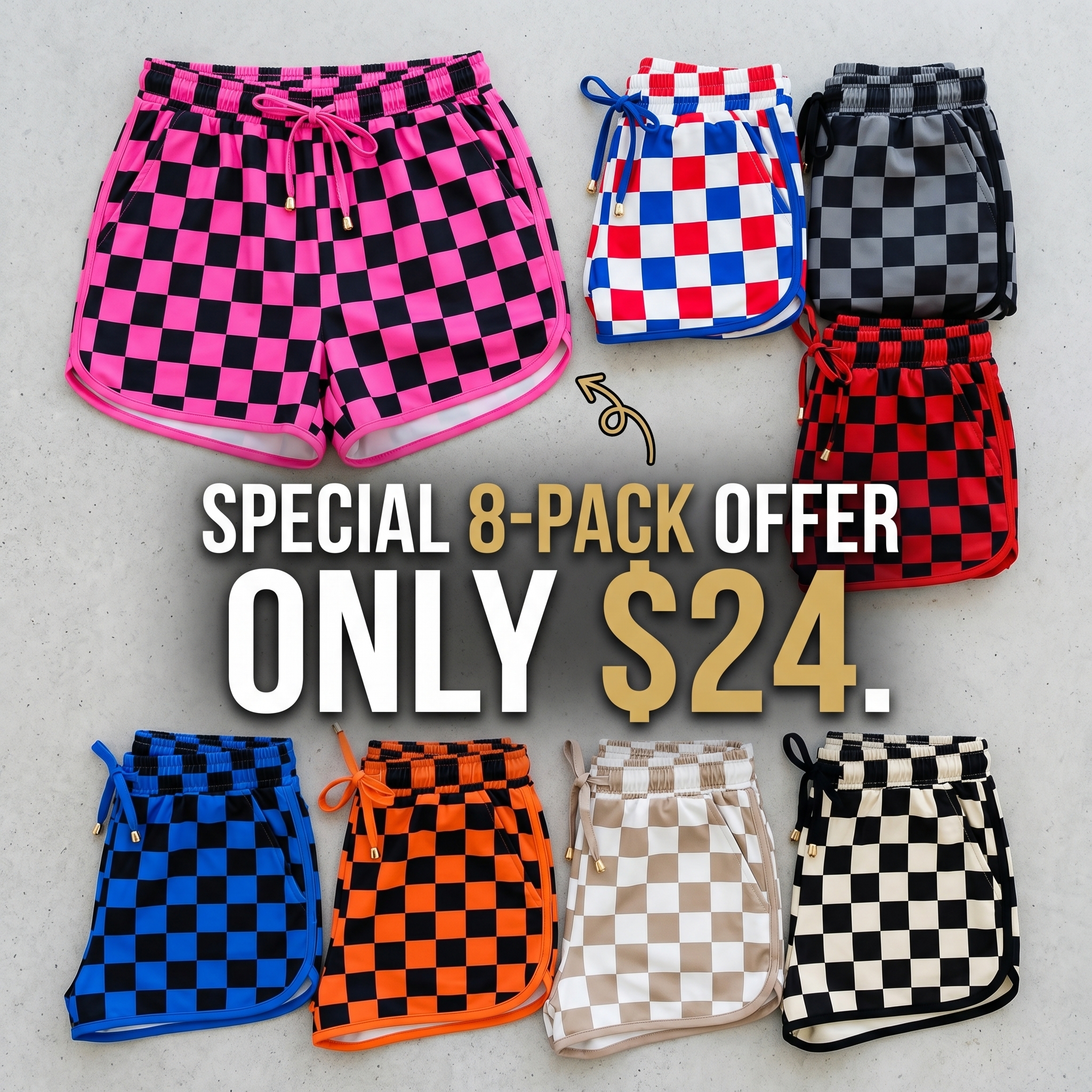 🍂🍂🍂Women's Checkered Casual Shorts with Drawstring