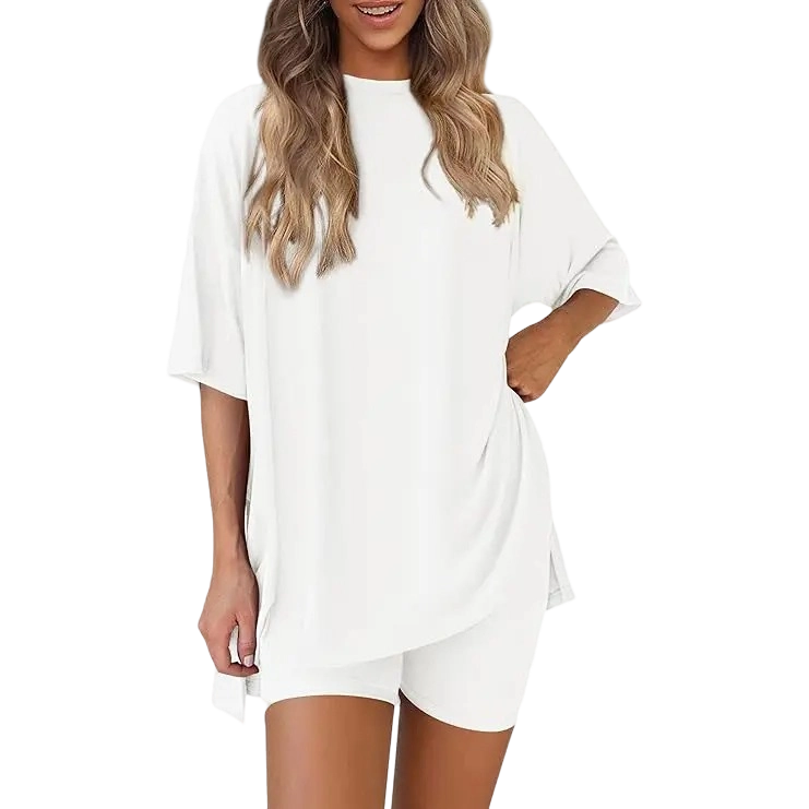 Women’s Oversized Tee & High-Waisted Biker Shorts Set