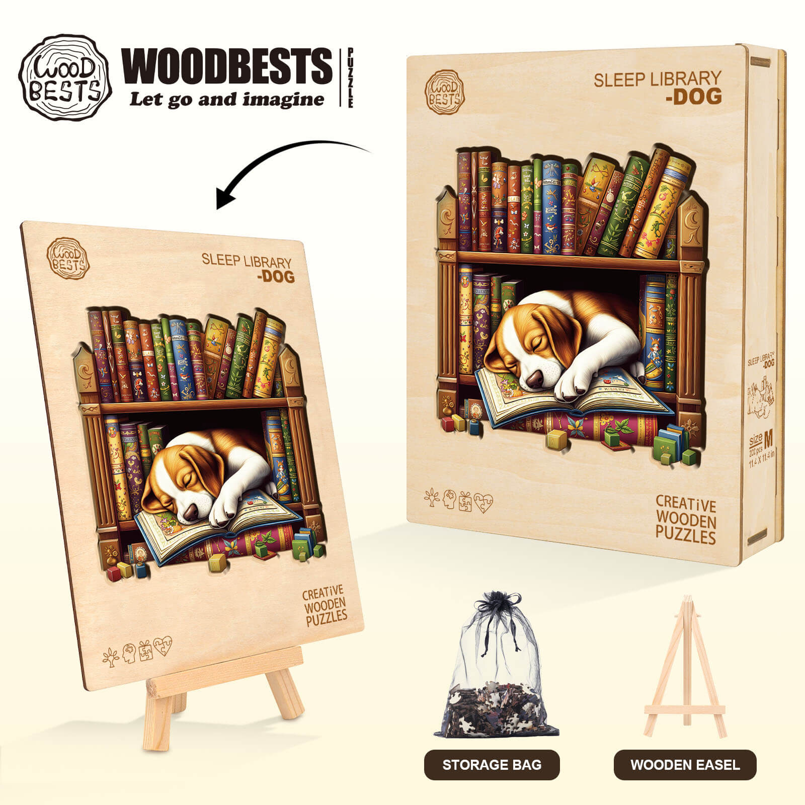 Sleep Library-Dog Wooden Jigsaw Puzzle